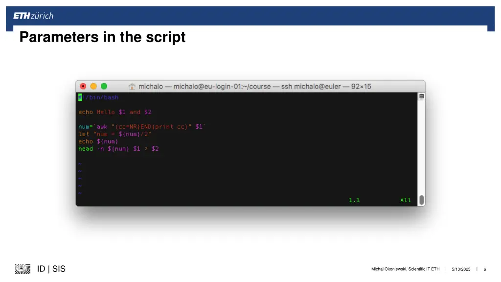 parameters in the script