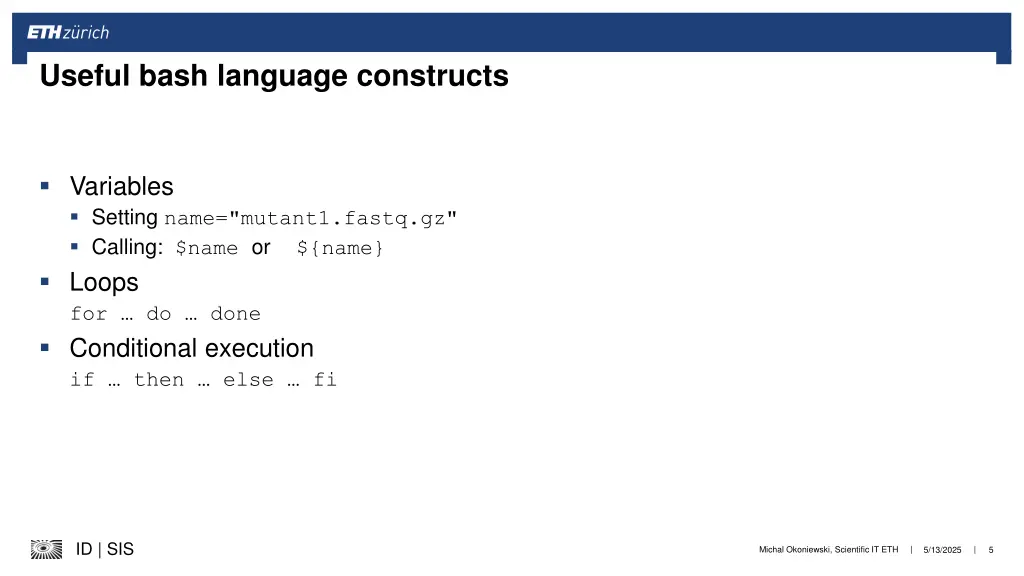 useful bash language constructs