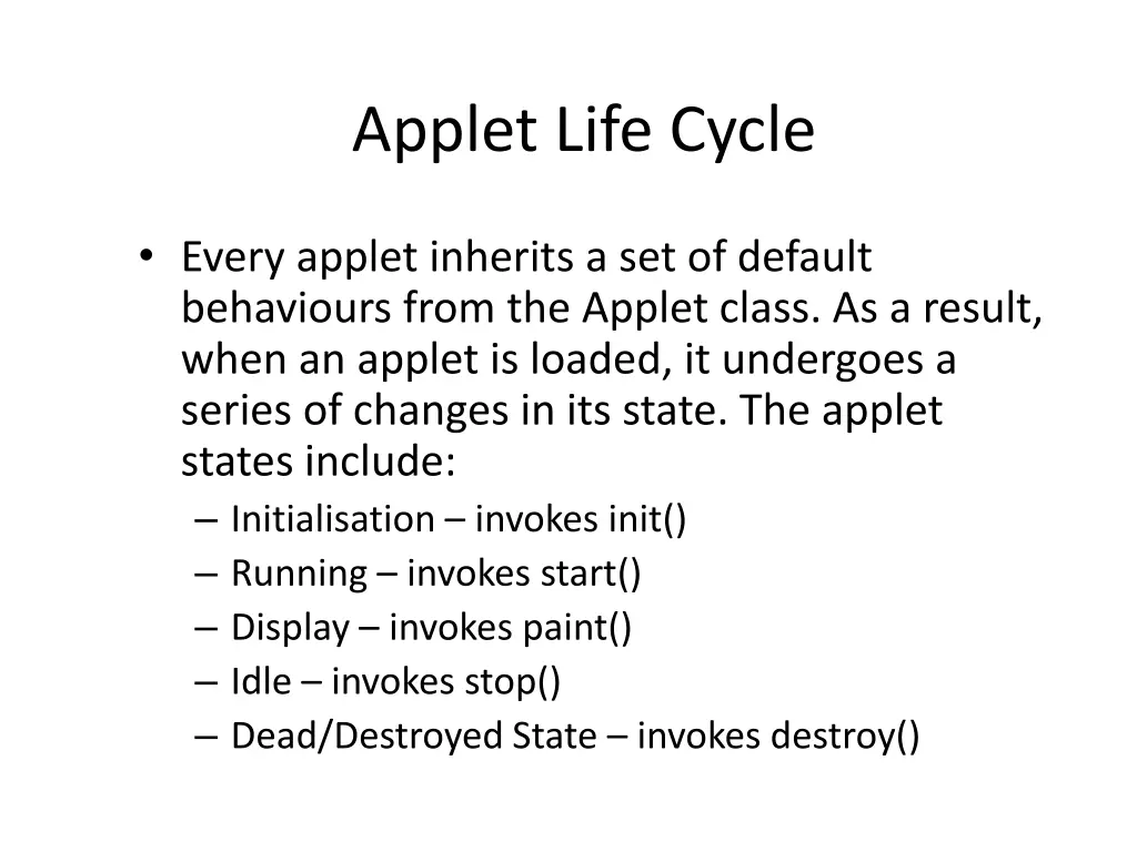 applet life cycle