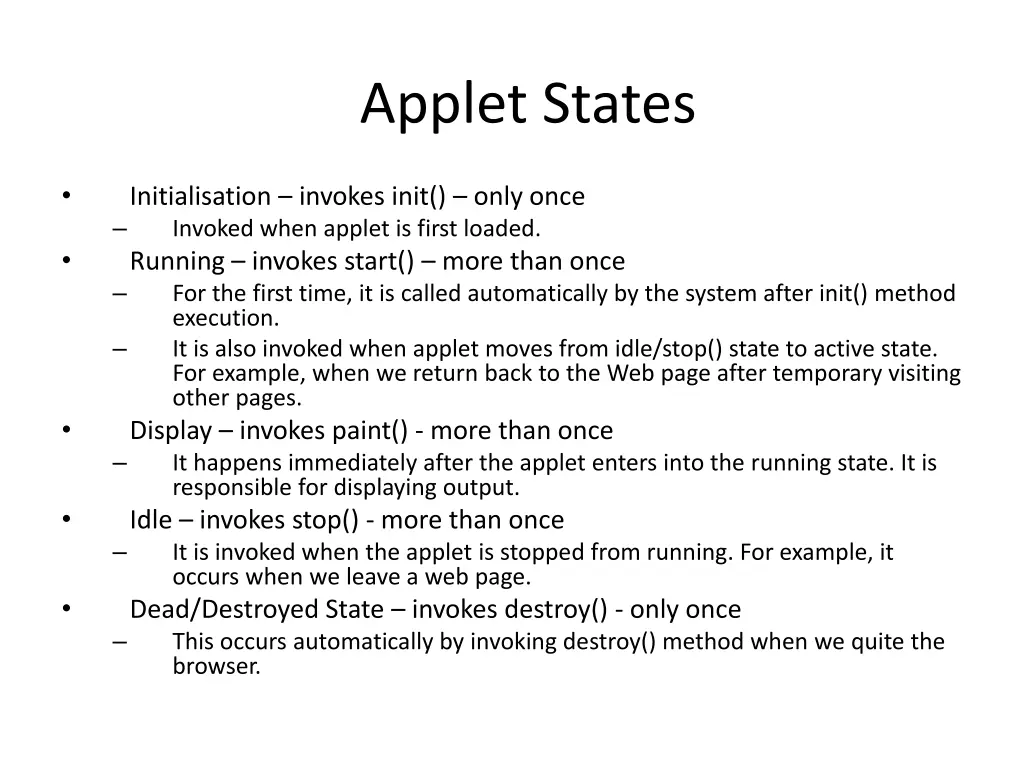 applet states