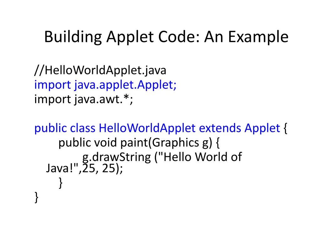 building applet code an example