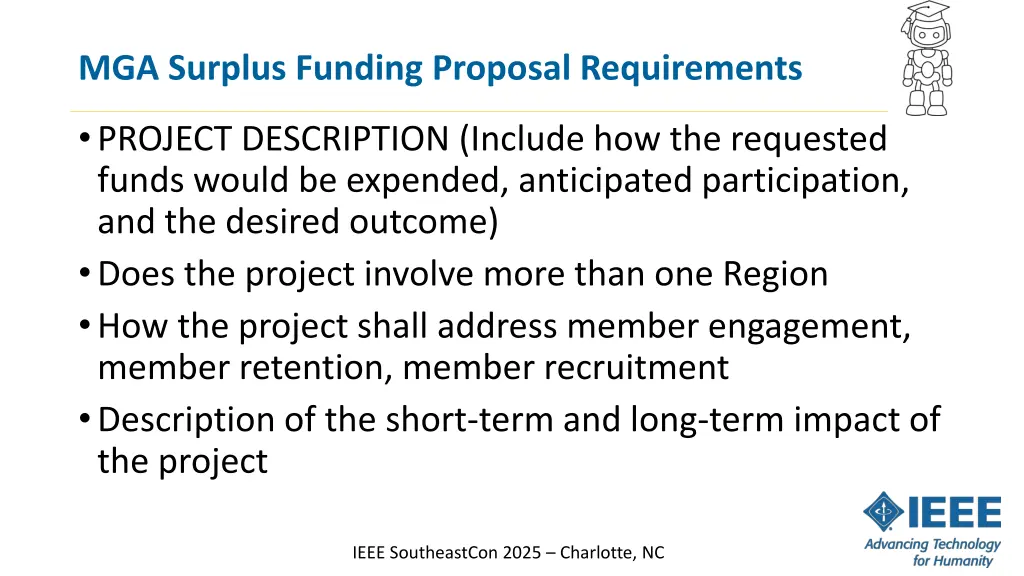 mga surplus funding proposal requirements