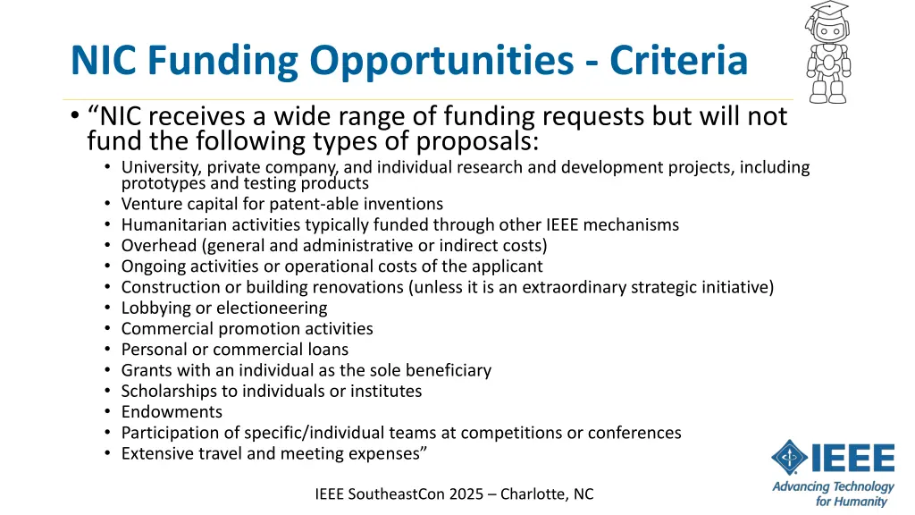 nic funding opportunities criteria nic receives