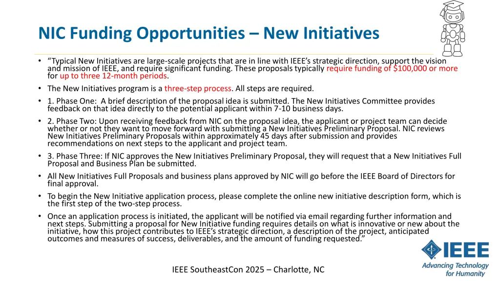 nic funding opportunities new initiatives