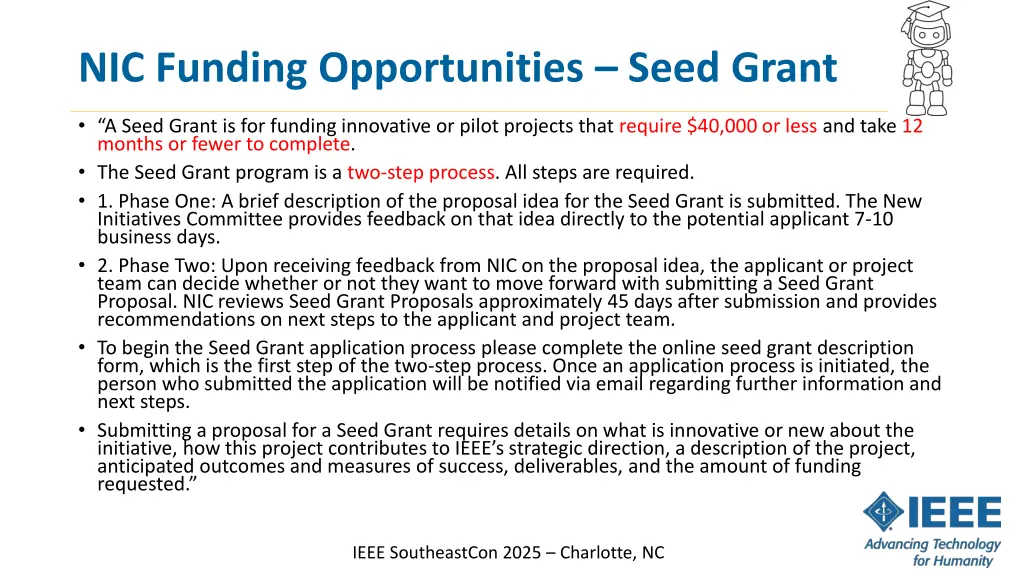 nic funding opportunities seed grant