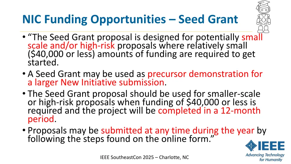 nic funding opportunities seed grant the seed