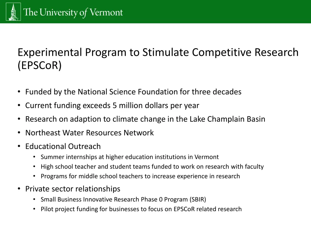 experimental program to stimulate competitive