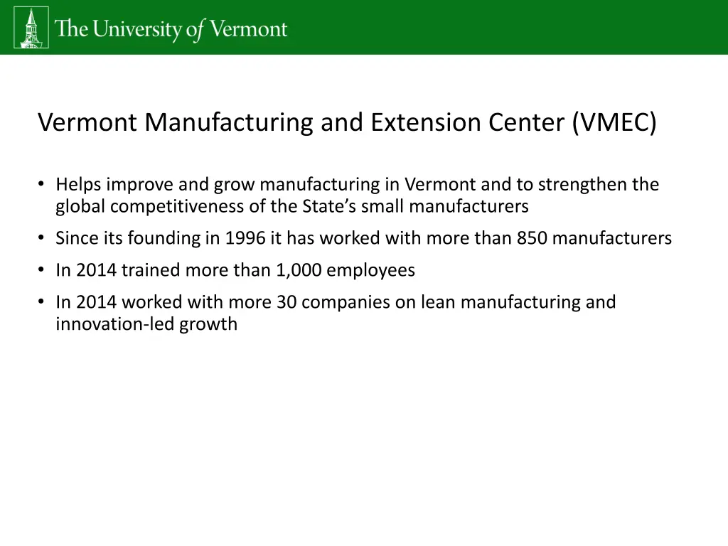 vermont manufacturing and extension center vmec