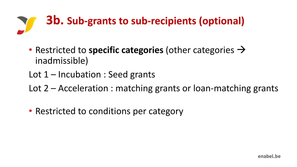 3b sub grants to sub recipients optional