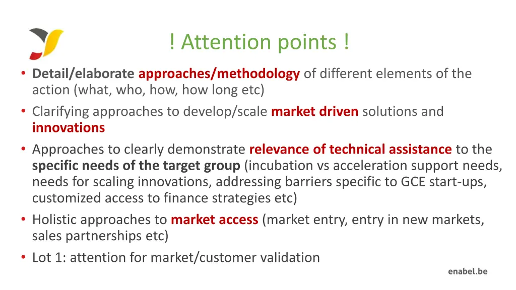attention points