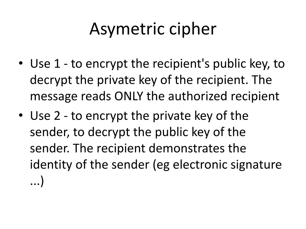asymetric cipher