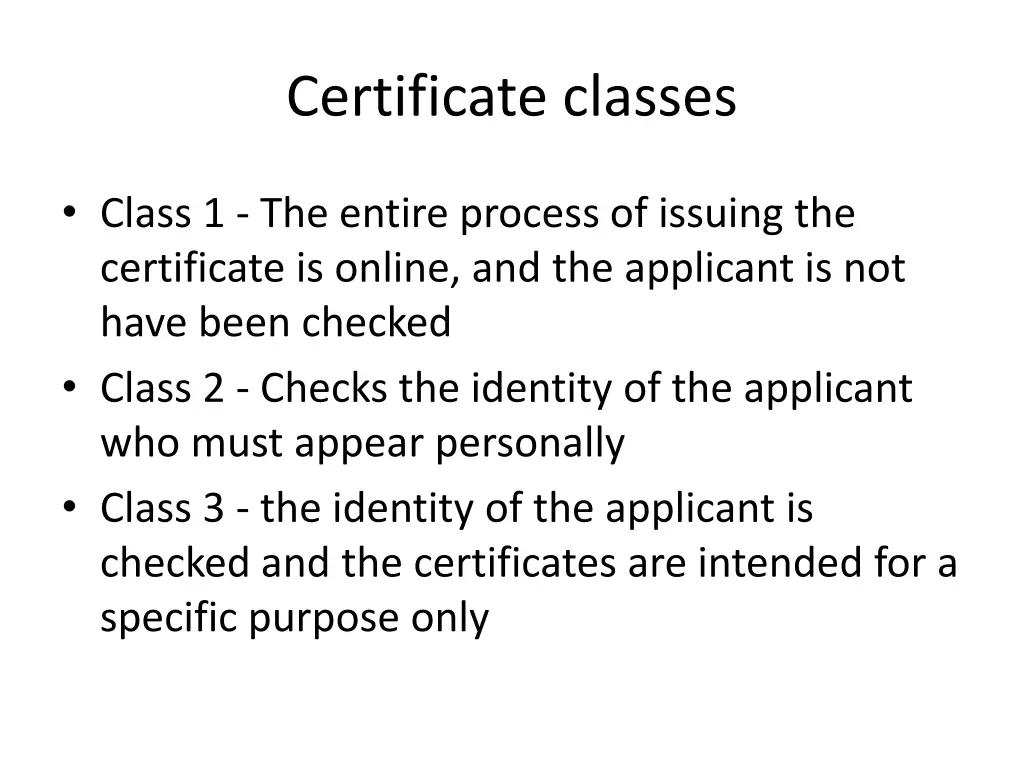 certificate classes