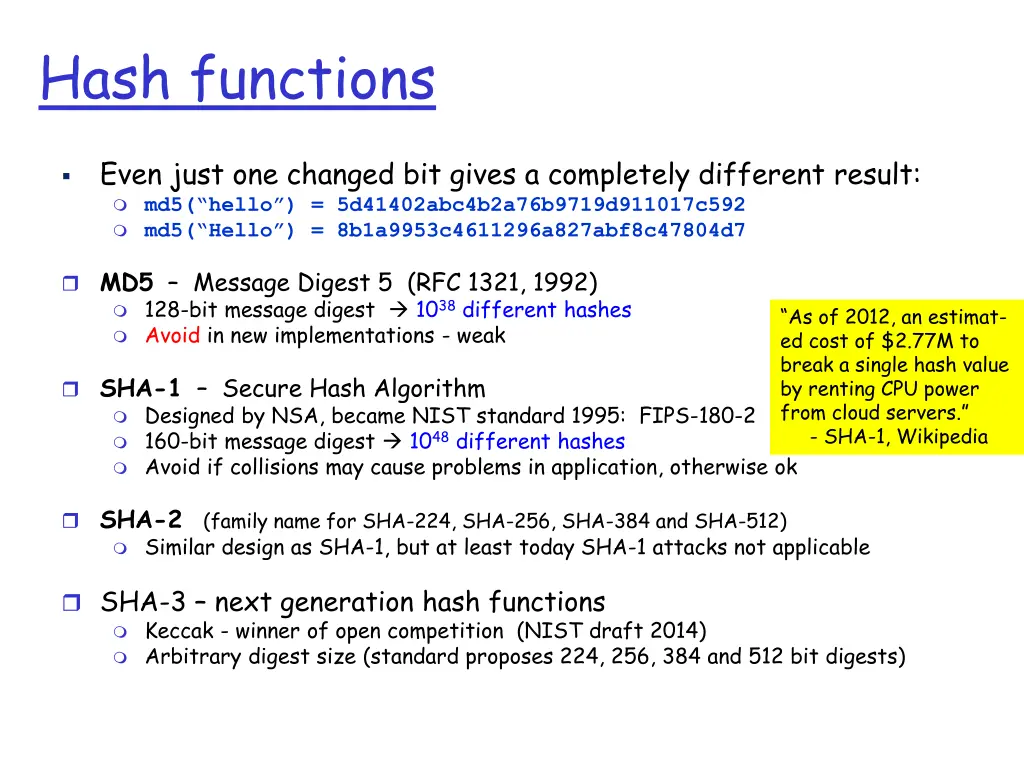 hash functions 1