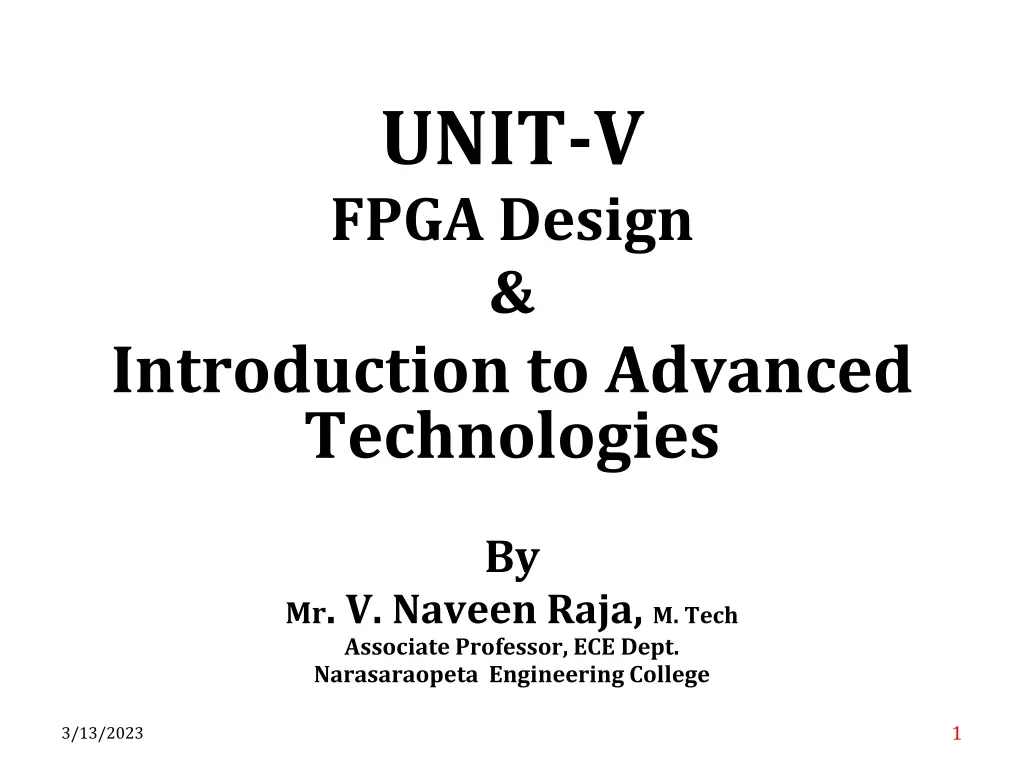 unit v fpga design