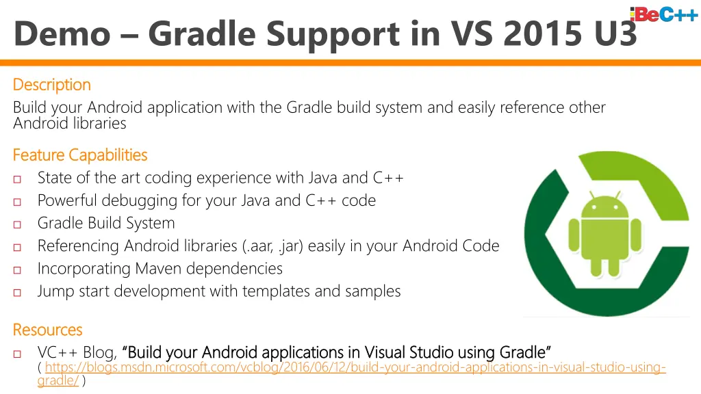 demo gradle support in vs 2015 u3