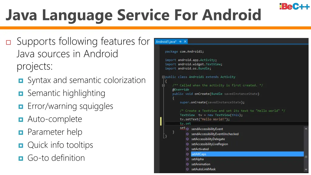 java language service for android