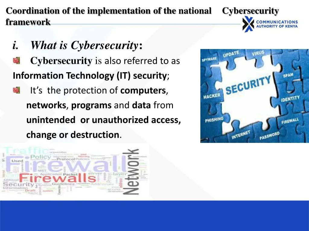 coordination of the implementation