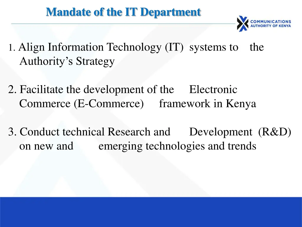 mandate of the it department