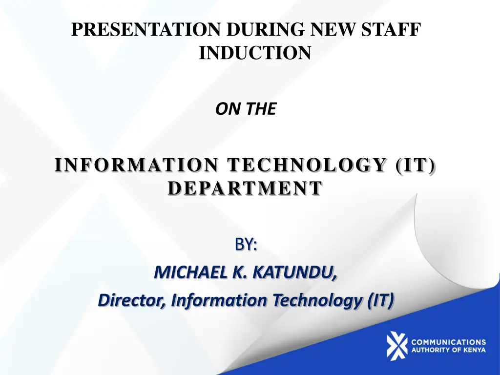 presentation during new staff induction