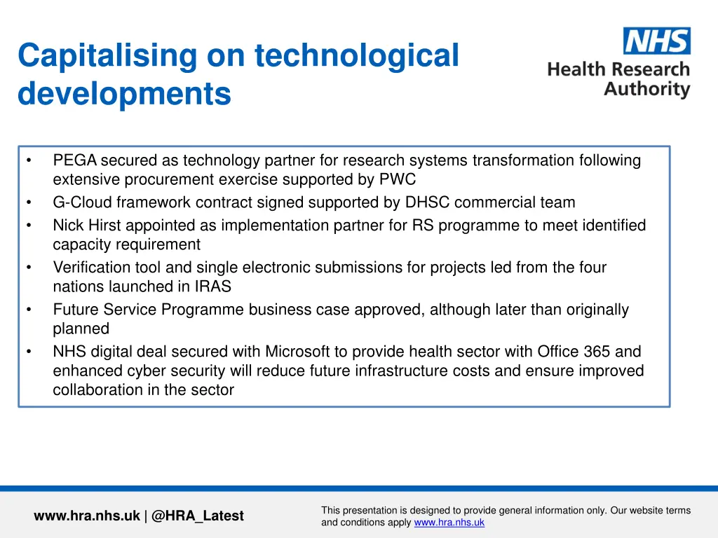 capitalising on technological developments