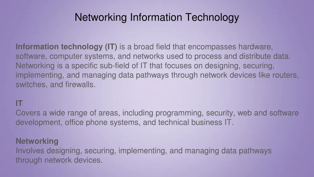 networking information technology 1