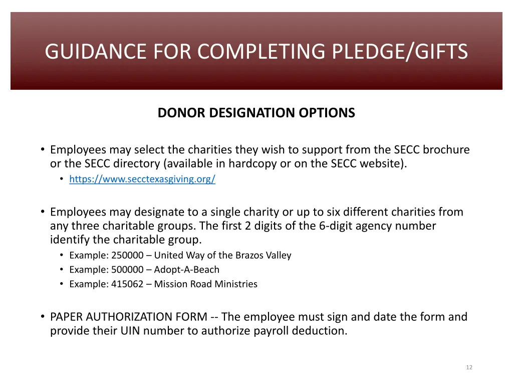 guidance for completing pledge gifts