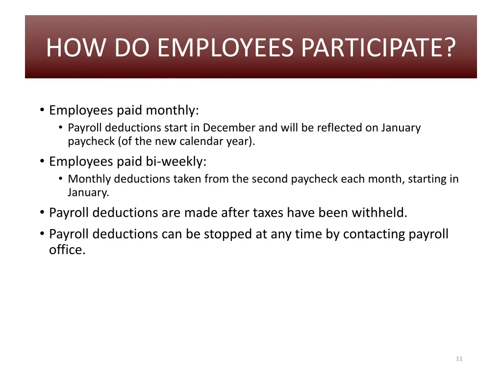 how do employees participate