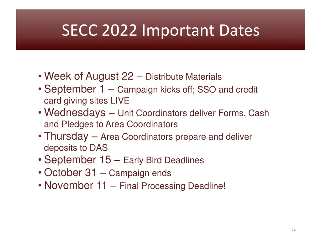 secc 2022 important dates