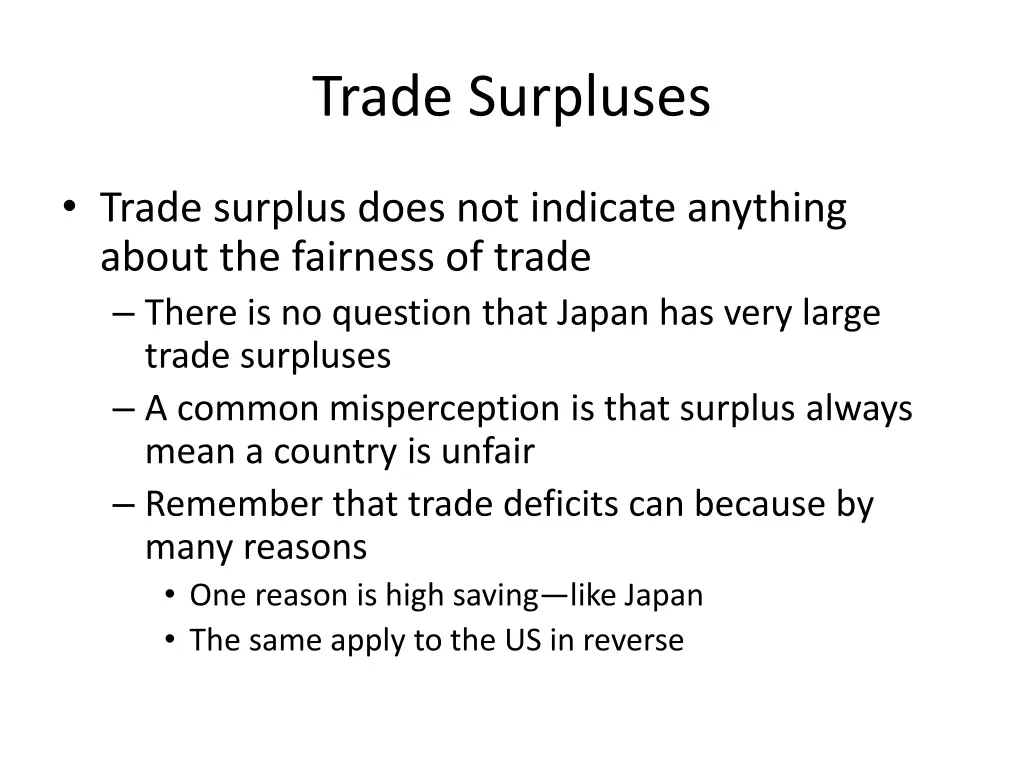 trade surpluses