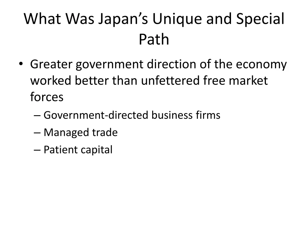 what was japan s unique and special path
