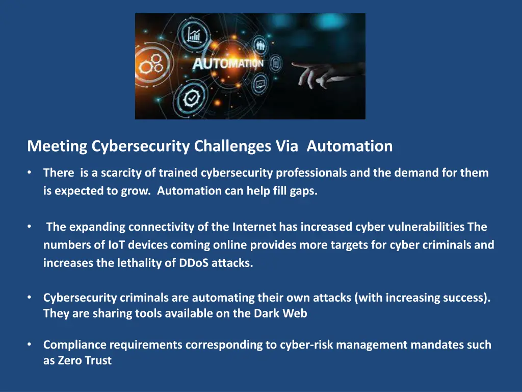 meeting cybersecurity challenges via automation