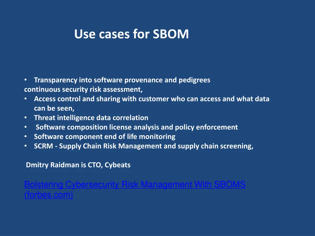 use cases for sbom