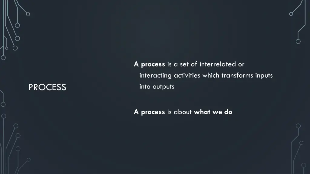 a process is a set of interrelated or interacting
