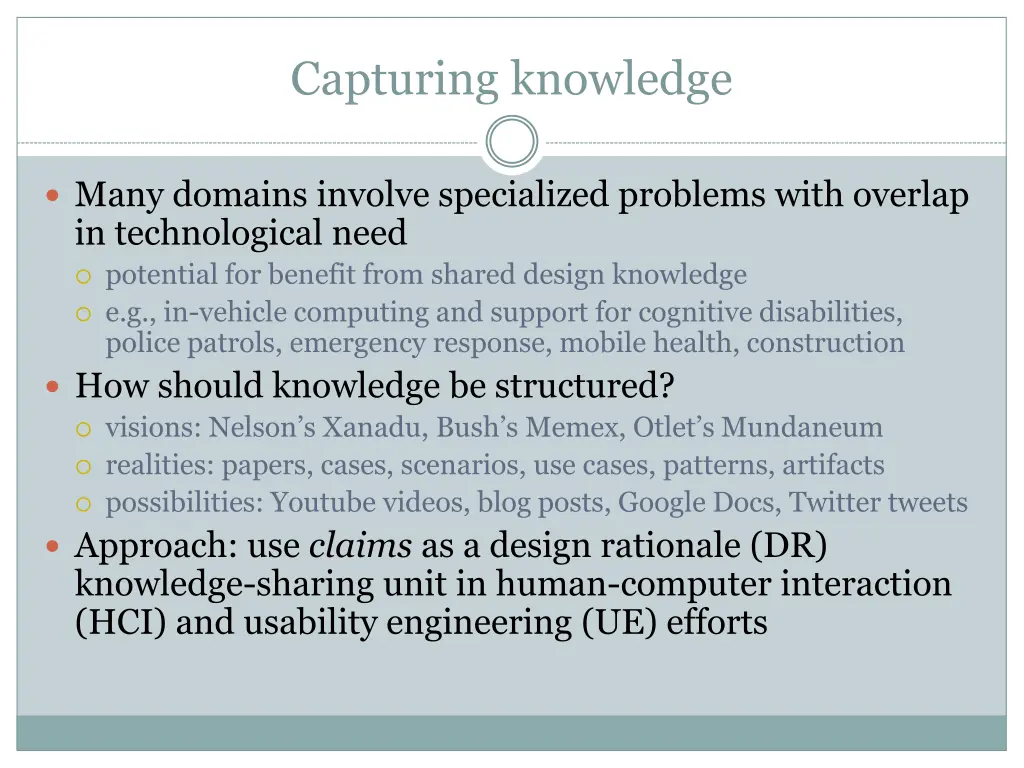 capturing knowledge