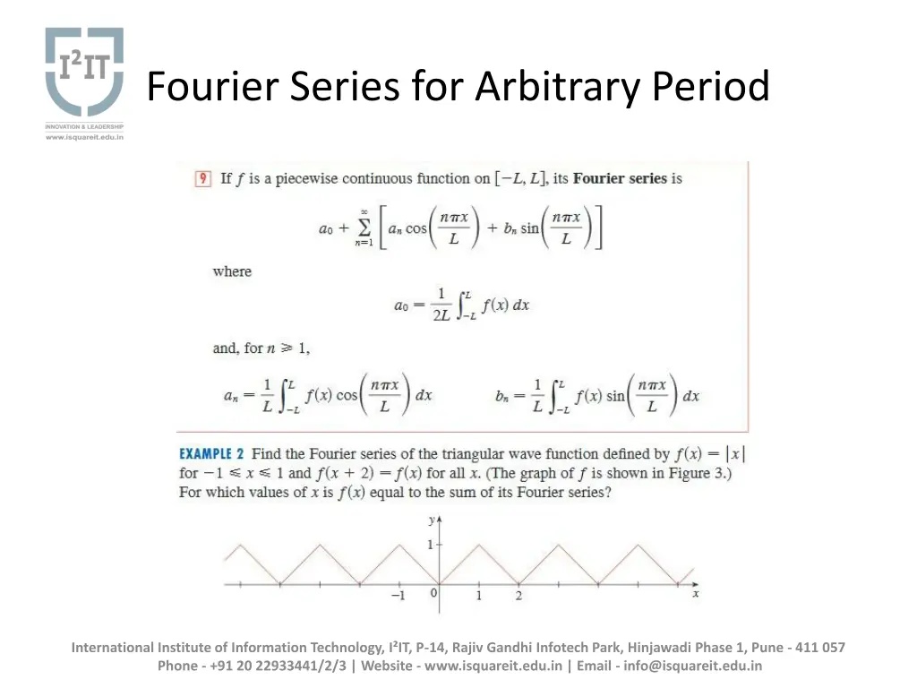 fourier series for arbitrary period
