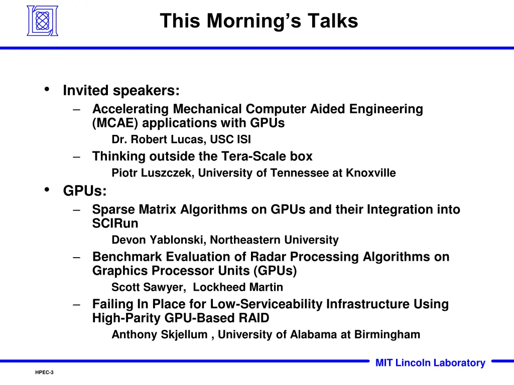 this morning s talks