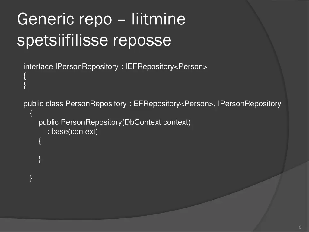 generic repo liitmine spetsiifilisse reposse