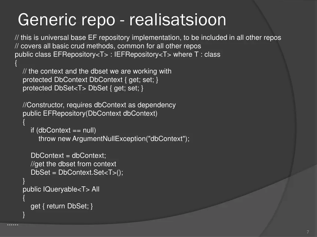 generic repo realisatsioon
