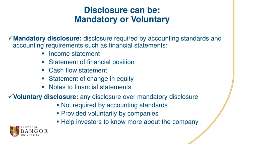 disclosure can be mandatory or voluntary