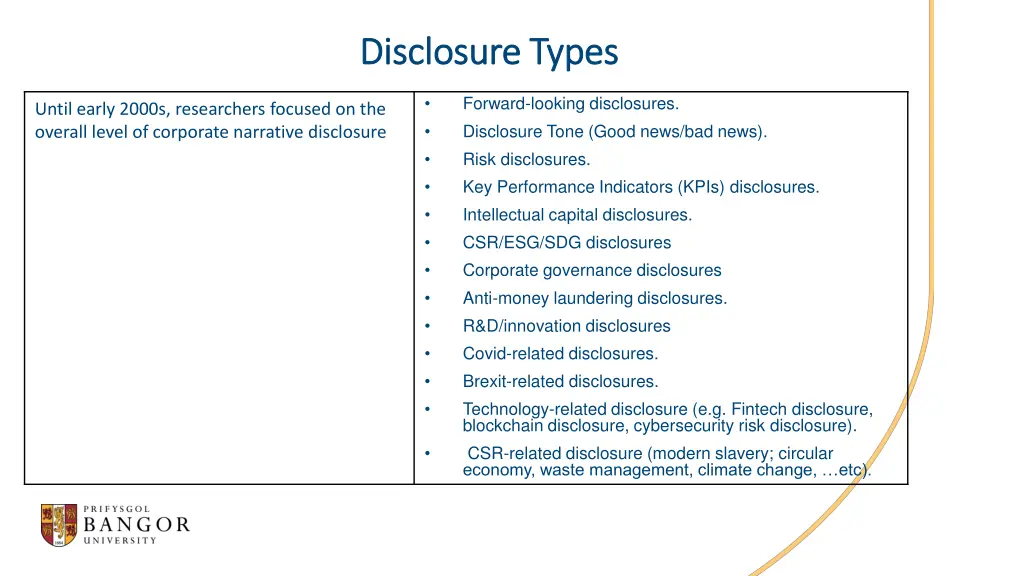 disclosure types disclosure types