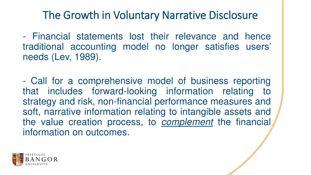 the growth in voluntary narrative disclosure
