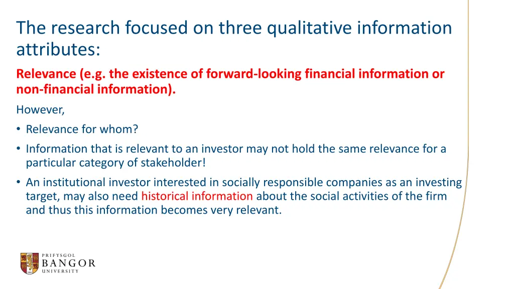 the research focused on three qualitative 1