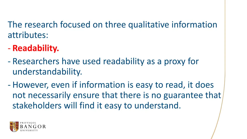 the research focused on three qualitative 2