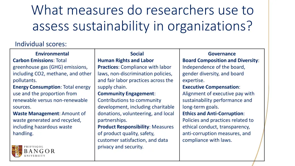 what measures do researchers use to assess