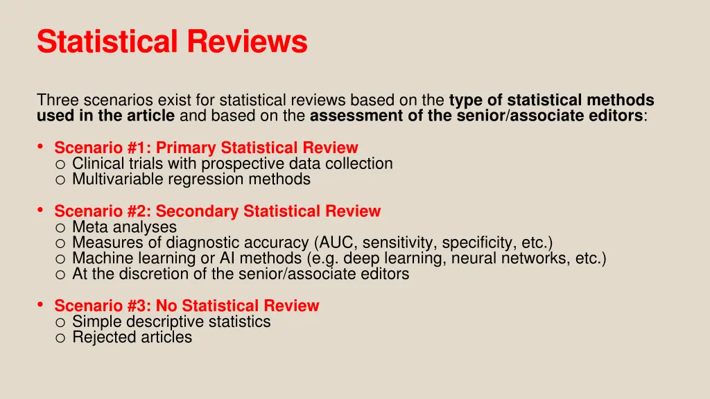 statistical reviews