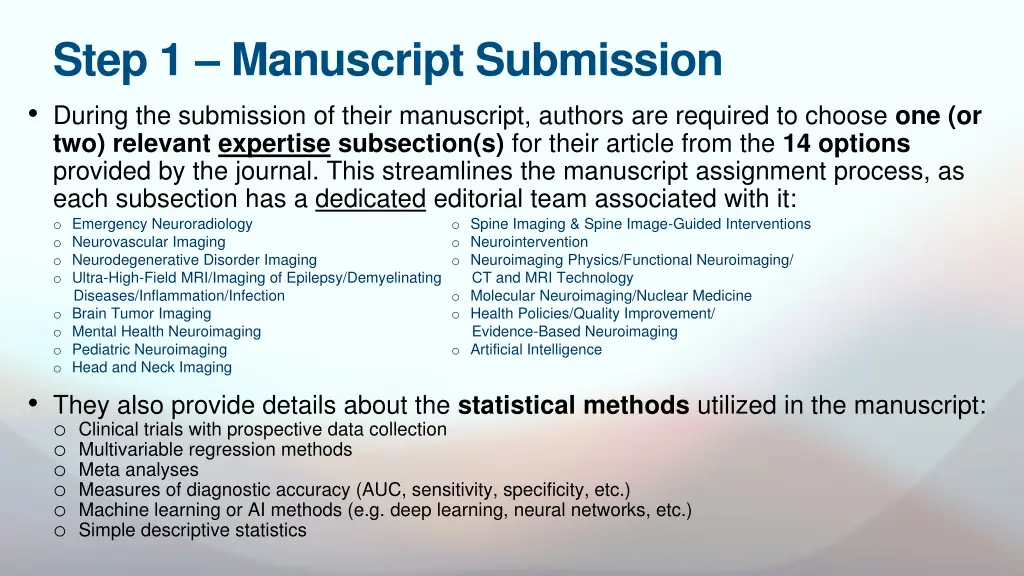 step 1 manuscript submission during