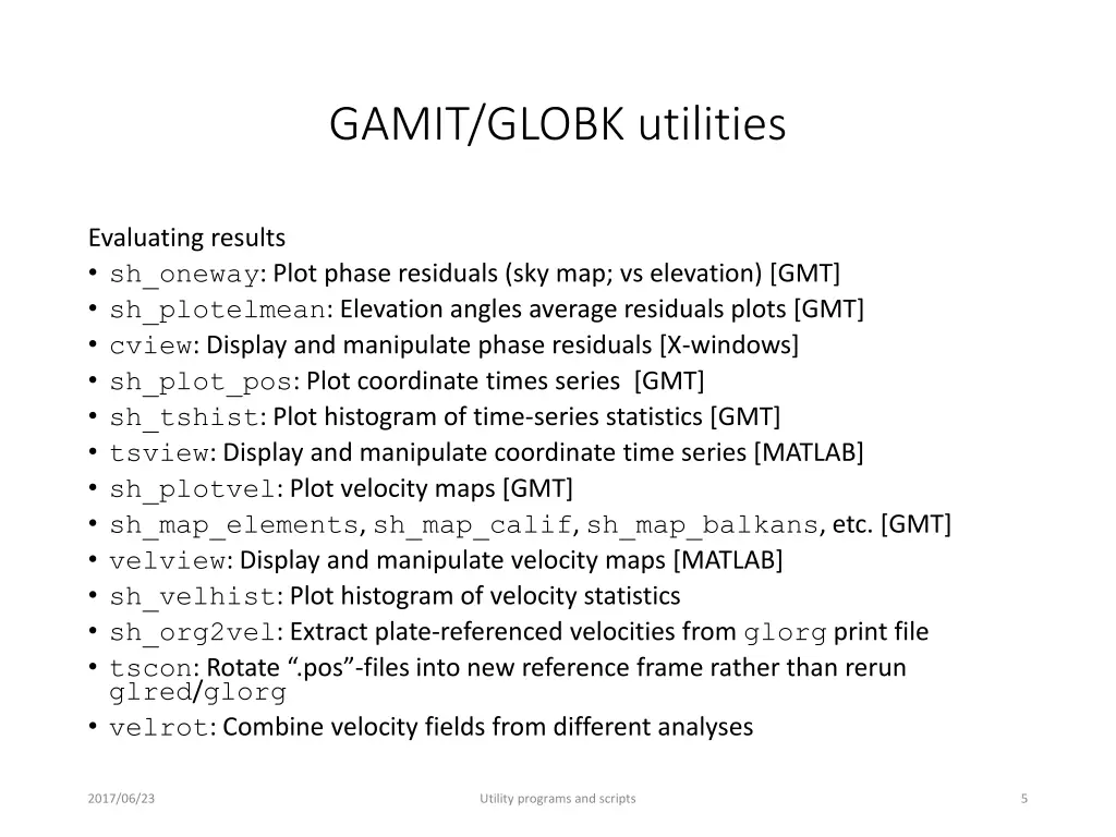 gamit globk utilities 2
