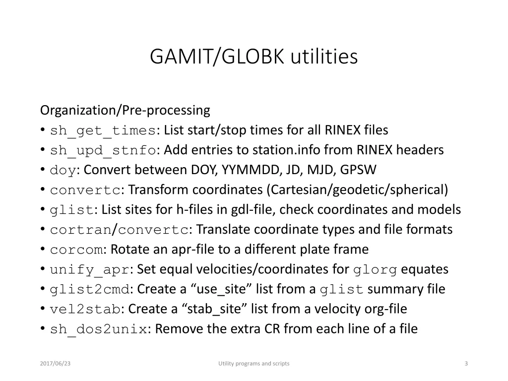 gamit globk utilities