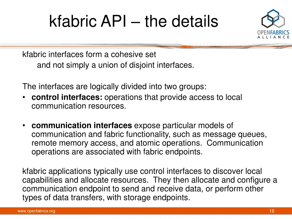 kfabric api the details