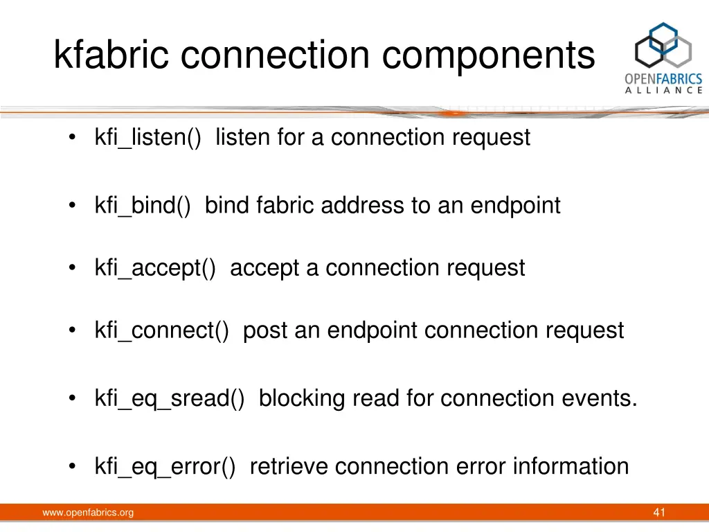 kfabric connection components